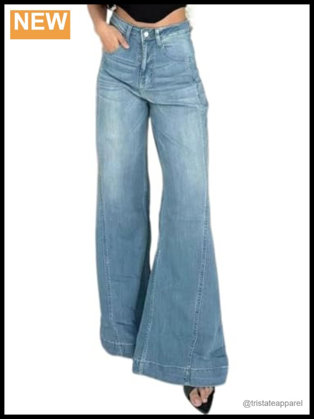 High Waisted Ripped Flare Bell Bottom Jeans for Women